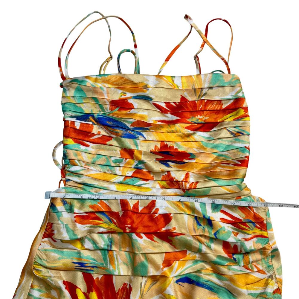 ASTR Antlia Floral Maxi Dress Orange Yellow Women's Square Neck Lace Up Summer - Picture 16 of 16